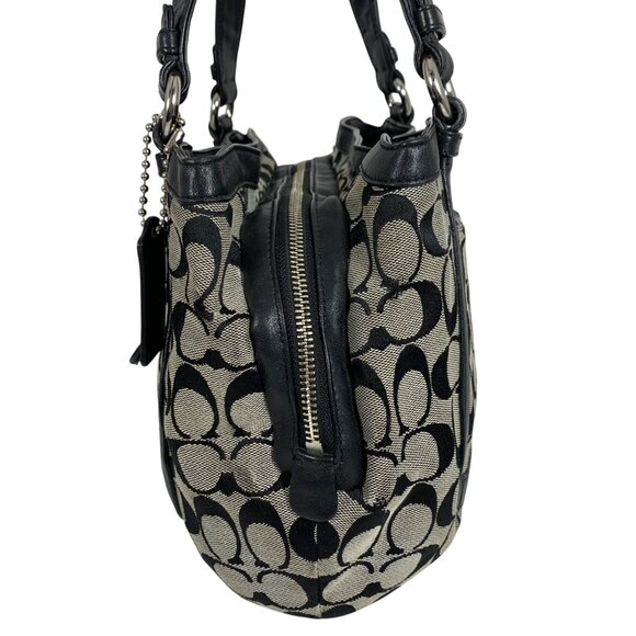 COACH F14934 Cricket Signature Satchel Shoulder Bag Black/Off-White + Hang Tag - Picture 2 of 15